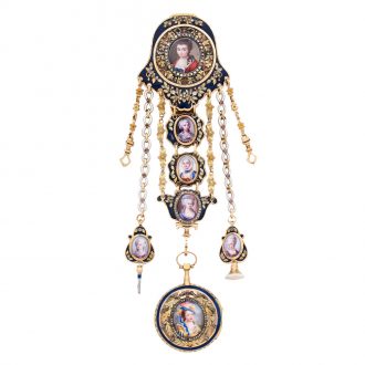 French multi coloured gold watch with chatelaine Circa 1780