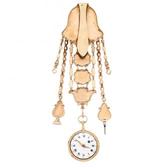 French multi coloured gold watch with chatelaine Circa 1780