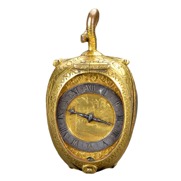 Swiss gilt verge watch in form of a tulip bud Circa 1650 Swiss gilt verge watch in form of a tulip bud Circa 1650