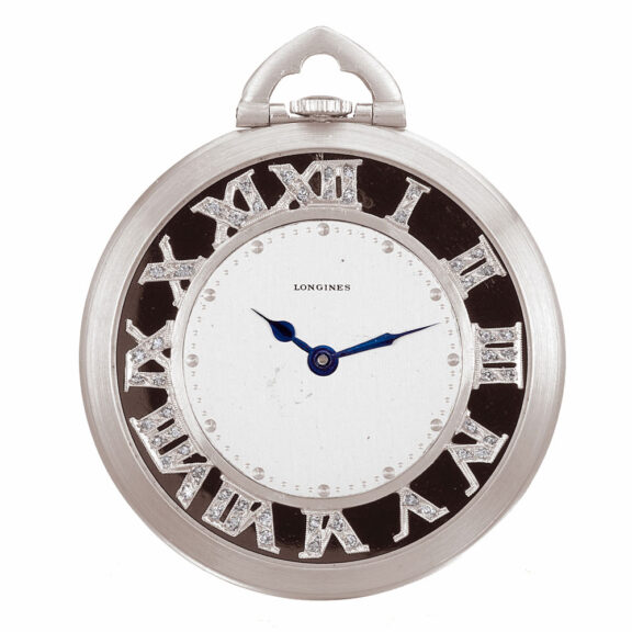 Fine and rare Swiss platinum diamond-set watch Circa 1930