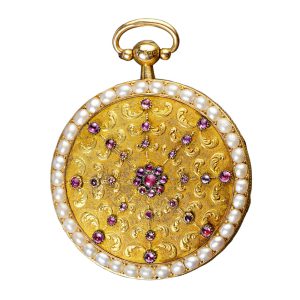 French fine gold, enamel and pearl set watch Circa 1800