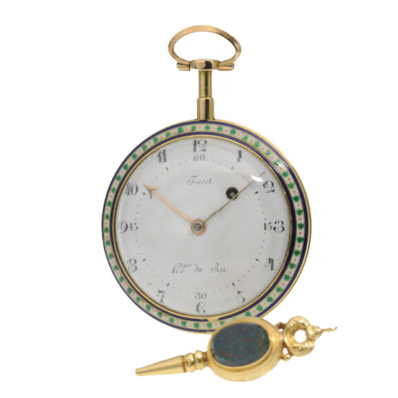 French verge in gold and enamel case Circa 1785 French verge in gold and enamel case Circa 1785