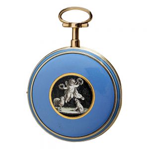 Charming French gold enamel open faced watch Circa 1790