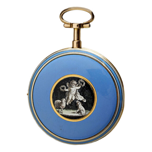 Charming French gold enamel open faced watch Circa 1790