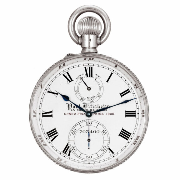 Swiss silver lever deck watch with power reserve Circa 1915