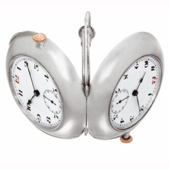 Swiss silver double-dialled, two-time zone watch Circa 1915