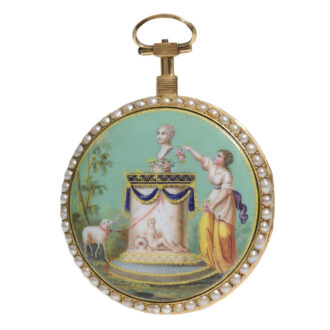 Exquisite French gold enamel pearl set watch Circa 1780
