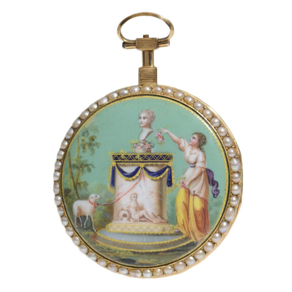 Exquisite French gold enamel pearl set watch Circa 1780