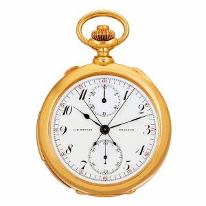 Swiss gold minute repeating split seconds chronograph Circa 1915