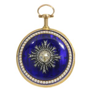 English gold, enamel watch with huge diamond Circa 1800