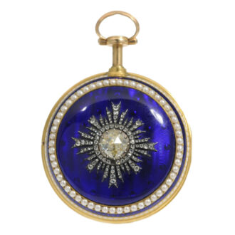 English gold, enamel watch with huge diamond Circa 1800