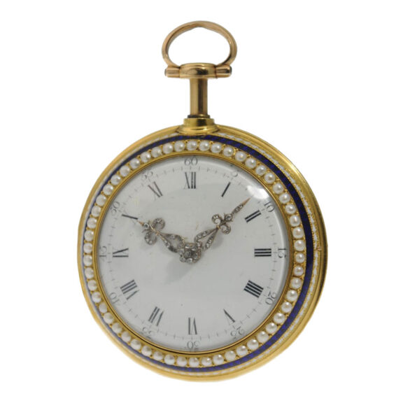 English gold, enamel watch with huge diamond Circa 1800 English gold, enamel watch with huge diamond Circa 1800