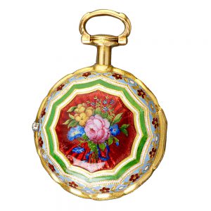 English pair cased miniature gold enamel watch Circa 1818