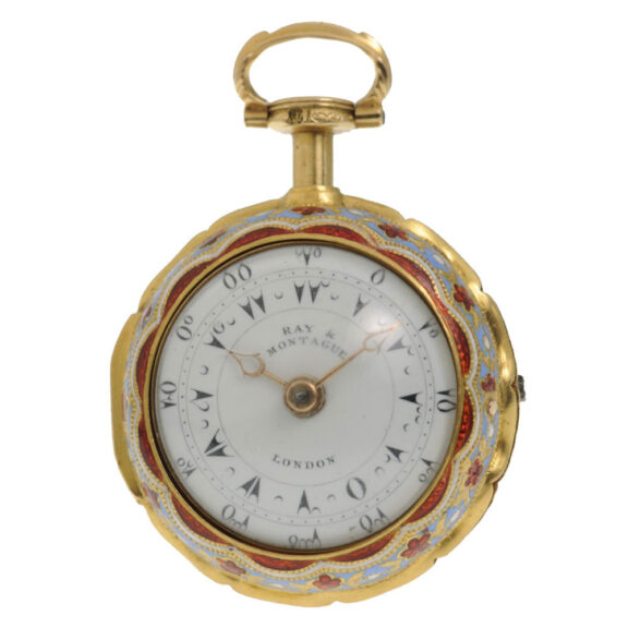 English pair cased miniature gold enamel watch Circa 1818 English pair cased miniature gold enamel watch Circa 1818