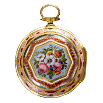 Exquisite English gold enamel verge pocket watch Circa 1815