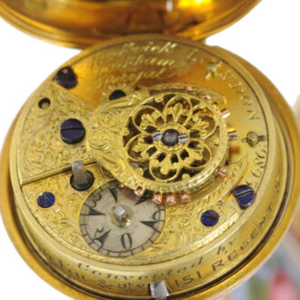 Exquisite English gold enamel verge pocket watch Circa 1815