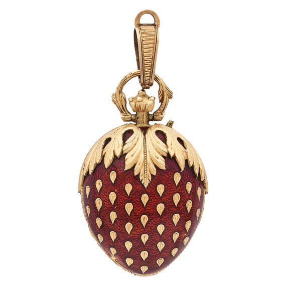 Swiss cylinder watch in the form of a strawberry Circa 1880 Swiss cylinder watch in the form of a strawberry Circa 1880