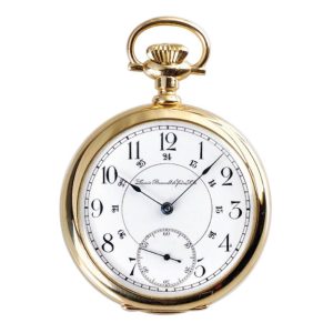 Swiss 18K gold keyless open faced pocket watch Circa 1912