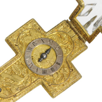 Swiss gilt metal and crystal cruciform watch Circa 1640