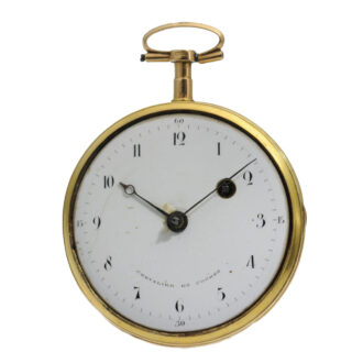Swiss gold and enamel open faced verge watch circa 1800 Swiss gold and enamel open faced verge watch circa 1800