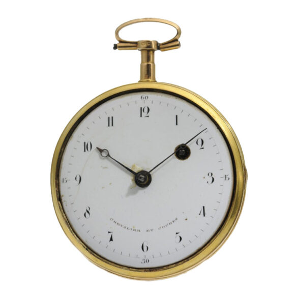 Swiss gold and enamel open faced verge watch circa 1800 Swiss gold and enamel open faced verge watch circa 1800