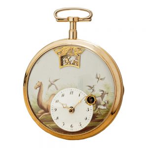 Decorative Swiss verge with figural automaton Circa 1800