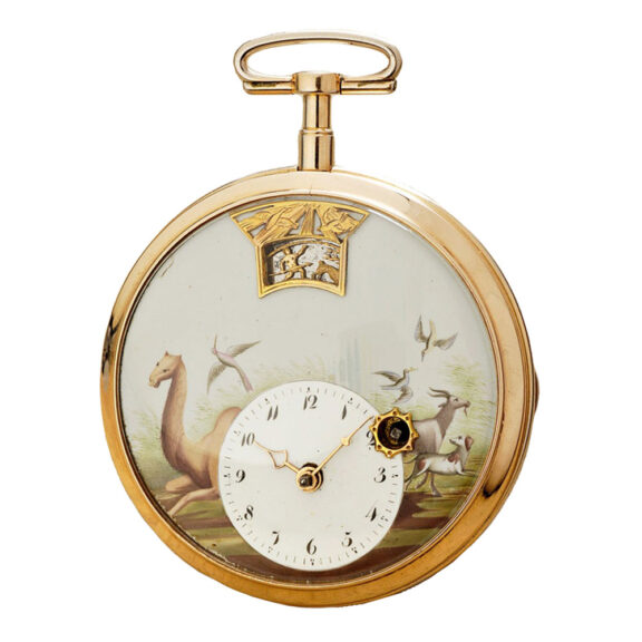Decorative Swiss verge with figural automaton Circa 1800