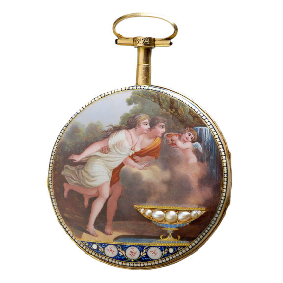 Swiss gold, enamel and pearl set pocket watch Circa 1790