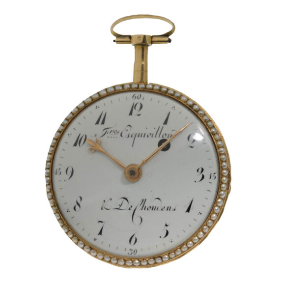 Swiss gold, enamel and pearl set pocket watch Circa 1790 Swiss gold, enamel and pearl set pocket watch Circa 1790