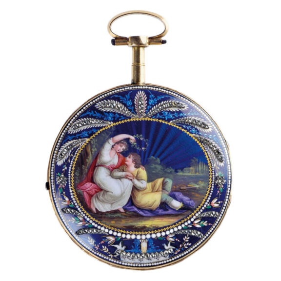 Swiss gold, enamel and diamond set pocket watch Circa 1820