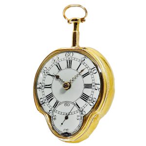 English gold fob watch with auxiliary seconds Circa 1750