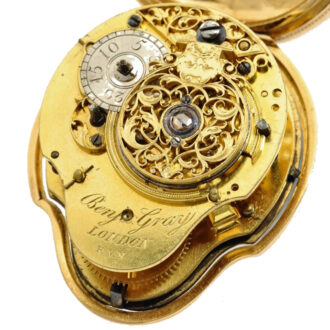 English gold fob watch with auxiliary seconds Circa 1750