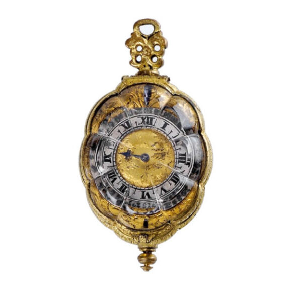 Early gilt metal extremely rare miniature rock crystal watch
