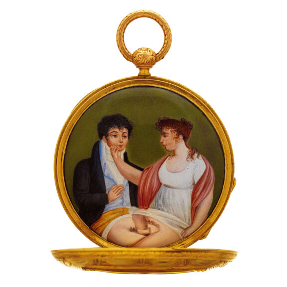 Fine and amusing Swiss gold erotic verge watch Circa 1820 Fine and amusing Swiss gold erotic verge watch Circa 1820