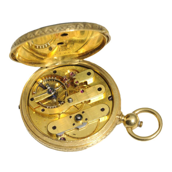 French gold and enamel hunting cased watch Circa 1850 French gold and enamel hunting cased watch Circa 1850