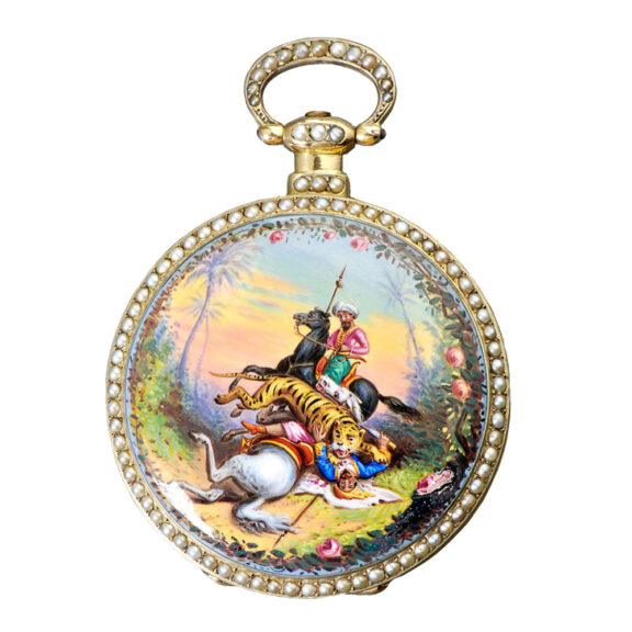 Swiss gold quarter repeating automaton watch Circa 1810