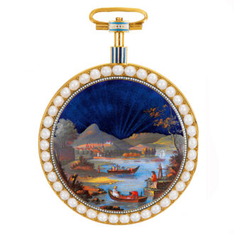 Fine Swiss gold, enamel and pearl set verge watch Circa 1800Fine Swiss gold, enamel and pearl set verge watch Circa 1800