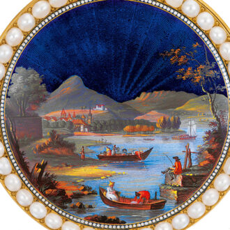 Fine Swiss gold, enamel and pearl set verge watch Circa 1800
