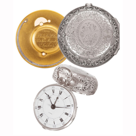 English silver hour striking coach watch with alarm Circa 1780 English silver hour striking coach watch with alarm Circa 1780