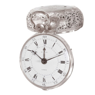 English silver hour striking coach watch with alarm Circa 1780English silver hour striking coach watch with alarm Circa 1780