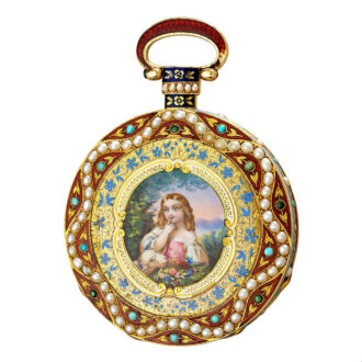 Swiss gold quarter repeating cylinder watch Circa 1820