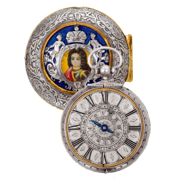 Italian silver and enamel pair cased verge watch Circa 1700