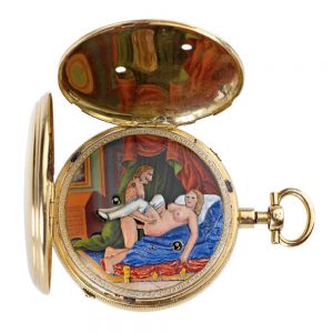 Swiss gold watch with erotic automaton and musical movement Circa 1820