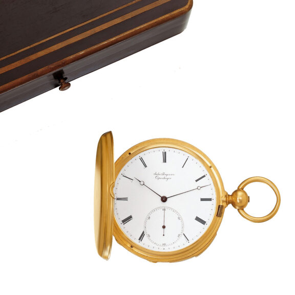 Danish gold minute repeating hunting cased watch Circa 1855 Danish gold minute repeating hunting cased watch Circa 1855