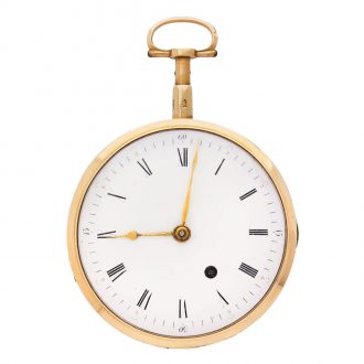 Swiss 18K gold and enamel automaton verge watch Circa 1810