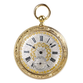 Swiss gold watch with tourbillon and pivoted detent escapement Circa 1845