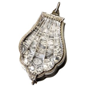 German silver and rock crystal shell shaped verge Circa 1880
