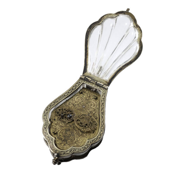 German silver and rock crystal shell shaped verge Circa 1880 German silver and rock crystal shell shaped verge Circa 1880