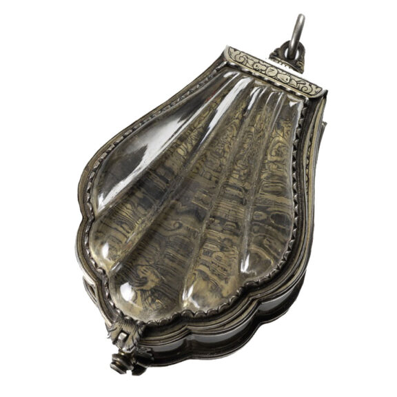 German silver and rock crystal shell shaped verge Circa 1880 German silver and rock crystal shell shaped verge Circa 1880