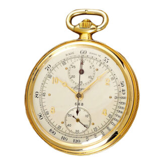 Very fine French gold watch with chronograph, Circa 1935